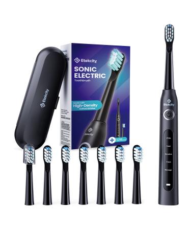 Etekcity Electric Toothbrush for Adults and Kids 8 Soft High-Density Brush Heads Sonic Toothbrush Fast Charge 2.5 30 2 Minutes Smart Timer 5 Modes & Travel Case Black Classic