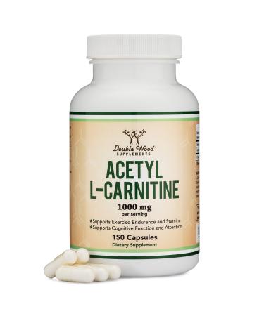 Acetyl L Carnitine (150 Capsules, 75 Day Supply) 1,000mg ALCAR for Brain Function Support, Memory, Attention, and Stamina - Manufactured and Tested in The USA by Double Wood Supplements