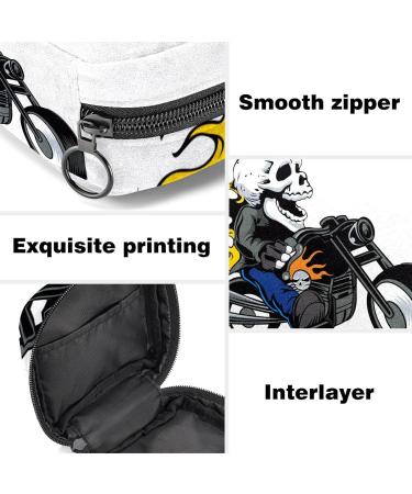 Skull Ride Motorcycle Sanitary Napkin Storage Bag | Portable Period & Tampon Holder for Women | Large Capacity Travel Makeup Bag - Multicoloured - Buy Online on GoSupps.com