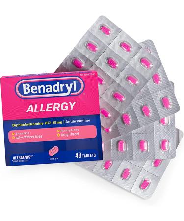 Benadryl Ultratabs Antihistamine Allergy Medicine - 48 ct Diphenhydramine HCl Tablets - Buy Online on GoSupps.com