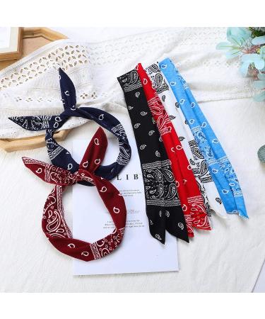 Paisley Twist Bow Wire Headbands for Women - Pack of 6 | Hair Accessories for Workout, Yoga, Running - Bunny Ears Headwraps - Buy Online on GoSupps.com