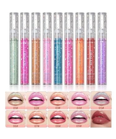 KTouler Glitter Liquid Lipsticks Set 9 Colors Glitter Diamond Shining Lip Gloss Set Long Lasting Waterproof Shimmer Metallic Lipstick for Women Lips Make Up Set