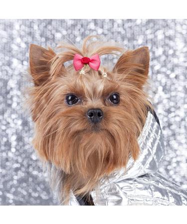 30PCS Pink Dog Hair Bows with Rubber Bands - Cute Hair Bowknots for Female Dogs - Grooming Accessories - Buy Online on GoSupps.com
