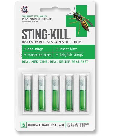 Sting-Kill Anesthetic Swabs: Instant Pain + Itch Relief for Bee Stings and Bug Bites - 15 Swabs - Buy Online on GoSupps.com