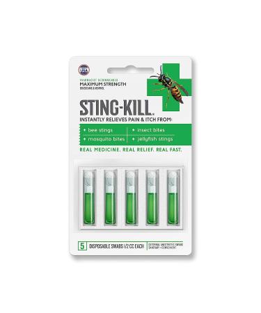 Sting-Kill Anesthetic Swabs: Instant Pain & Itch Relief for Bee Stings & Bug Bites - 5-count (Pack of 2) - Buy Online on GoSupps.com