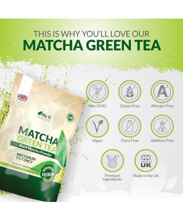 Matcha Green Tea Powder - 250g Double Size Pouch - 100 Servings - Vegan & Vegetarian - Culinary Grade - For Smoothies Drinks & Baking - Buy Online on GoSupps.com