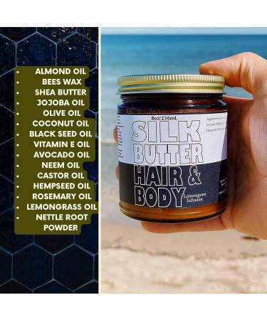 Silk Butter for Hair & Body - Nourishing Lemon Grass Black Seed Oil Blend | Hydrating Cream for Dry Damaged Skin & Hair | Jojoba & Shea Butter | Paraben Free - 8 oz - Buy Online on GoSupps.com