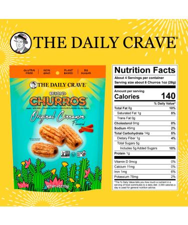 The Daily Crave Beyond Churros Cinnamon 4 oz (Pack of 6) - Vegan, Dairy-Free, Soy-Free, Gluten-Free, Non-GMO, Plant-Based Protein - Buy Online on GoSupps.com