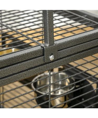 PawHut Bird Travel Carrier Cage for Parrots Conures African Grey Cockatiel Parakeets with Stand Perch Stainless Steel Bowls Pull Out Tray Black - Buy Online on GoSupps.com
