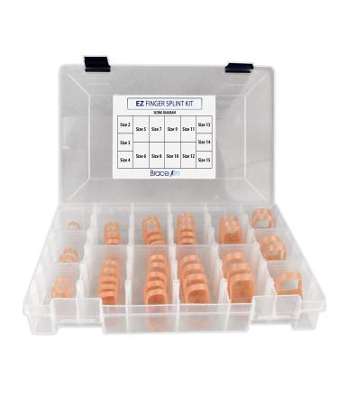 Brace On EZ Finger Splint Kit - Hand Injury Supports With Adjustable Fit (44 Pieces Assorted Sizes)