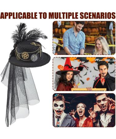 Steampunk Hair Clip Vintage Steampunk Lace Veil Hair Pieces | Chic Headwear Unique Gothic Hair Accessories with Small Hat for Masquerade Role Costume - Buy Online on GoSupps.com