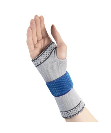 Champion Elastic Wrist Support Compression Sleeve with Encircling Strap Grey Large