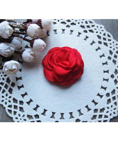 5-6cm Girls Burned Edge Satin Flower Hair Clips Grips Slides Bobbles Pins (3.2cm Alligator Clip Red) 3.2cm Alligator Clip Red - Buy Online on GoSupps.com
