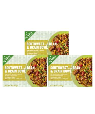 Miss Olives Southwest Style Bean & Grain Bowl Low Sodium Microwavable Ready Meal, 7 ounce (Pack of 3)