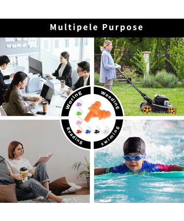 Buy Noise Cancelling Earplugs for Sleeping - 8 Pairs Reusable Silicone Waterproof Soft Ear Protection for Swimming Snoring & Noisy Environments - Buy Online on GoSupps.com