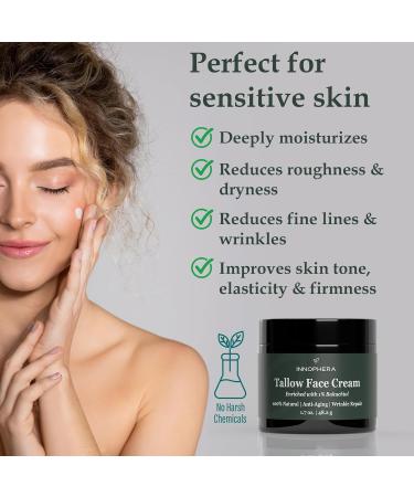 Whipped Beef Tallow Face Cream with 1% Bakuchiol | Natural Anti-Aging Moisturizer for Sensitive Skin | Unscented 1.7 oz - Buy Online on GoSupps.com