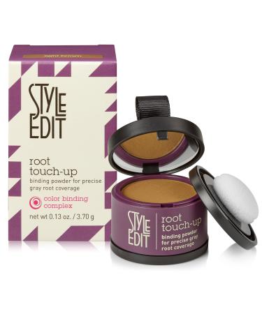 Root Touch Up Powder for Light Brown Hair by Style Edit | Cover Up Hair Color for Grays and Roots Coverage | Root Concealer for Light Brown Hair | Mineral Infused Binding Hairline Powder LIGHT BROWN 1 Pack