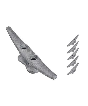 QPURO 6" Dock Cleat 6 Inch - Galvanized Cast Iron Boat Cleats, Rope Cleat, Boat Dock Cleats - (2, 5, 10 Pack) - Ideal for Marine, Deck, Nautical Decor 5-Pack