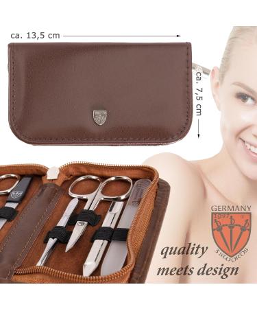3 Swords Germany - brand quality 8 piece manicure pedicure grooming kit set for professional finger & toe nail care scissors clipper fashion leather case in gift box Made by 3 Swords (6660) BROWN - SYNTHETIC LEATHER - Buy Online on GoSupps.com