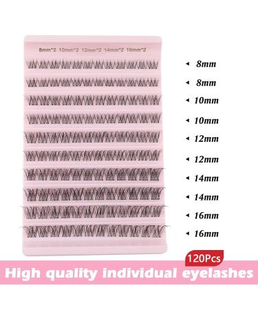 Poiuyoiu Single Eyelashes - 120 Pieces Cluster Lashes Natural Wispy D Curl Transparent Band 8-16mm Eyelash Extensions for Home Improvement - Buy Online on GoSupps.com