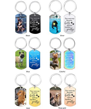 Personalized Dog Memorial Keychain - Custom Pet Picture Keychain for Loss - Sympathy Gift in Rose Gold - Buy Online on GoSupps.com