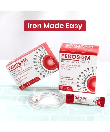 Ferosom Forte LCE Liposomal Iron Iron Supplement Capsule Gentle on the Stomachs 30g Elemental Iron with Vitamin C One-A-Day Easy to Swallow Iron Pills for Women and Men 20 Vegan Iron Capsules - Buy Online on GoSupps.com