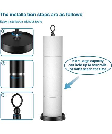 ROLABAM Heavy Weighted Toilet Paper Holder with Reserve Function - Matte Black Stand for Bathroom - 22.5 Total Height - Buy Online on GoSupps.com