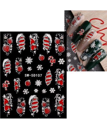 3D Christmas Nail Stickers 6 Sheets 5D Self-Adhesive Embossed Nail Decal Elk Snowflakes Nail Art Decoration Design Supplie - Buy Online on GoSupps.com