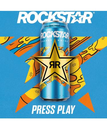 Rockstar Juiced Mango Energy Drink - Non-Alcoholic - 160mg Caffeine - 12 x 500ml Cans - Buy Online on GoSupps.com