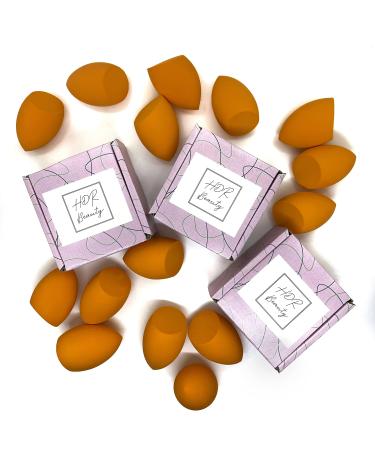 3 x HDR Beauty Blender Makeup Sponge - Foundation Sponge - Make up sponge - Edged Design Fine Pore Sizes and Soft Latex Free Material Perfect for Powders Creams and foundation Cosmetics (Orange) Orange (Set of 3)