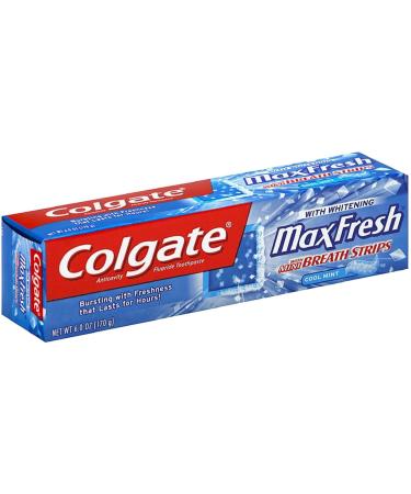 Colgate Max Fresh Whitening Toothpaste With Mini Breath Strips Cool Mint 6 oz (Pack of 9)