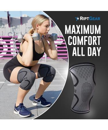 RiptGear Knee Compression Sleeve for Arthritis, Meniscus Tear - Support for Running, Walking, Weightlifting - Large Gray (1 Pack) - Buy Online on GoSupps.com