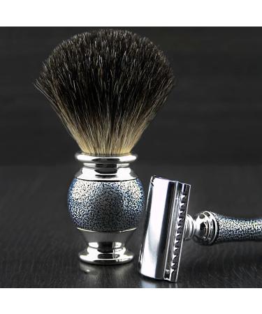 Men's Shaving Set Kit - Double Blade Safety Razor & Badger Hair Brush | Perfect Gift for Him - Buy Online on GoSupps.com