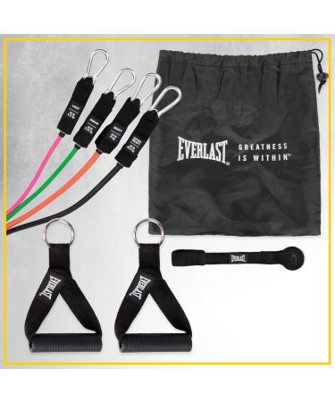 Everlast FIT Power Cable Elite Resistance Set - Light Medium Heavy and Extra Heavy Exercise Bands Premium Latex Door Anchor Rubber Handles Carry Bag Included - at-Home Gym Strength Training - Buy Online on GoSupps.com