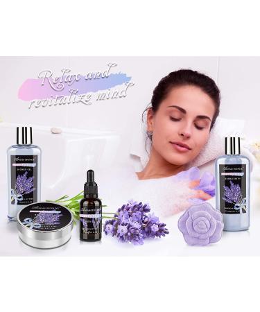 Lavender Spa Bath Gift Basket Set for Women - Shower Gel, Bubble Bath, Body Butter, and More - Perfect Mother, Girlfriend, Wife Gift Idea - Buy Online on GoSupps.com