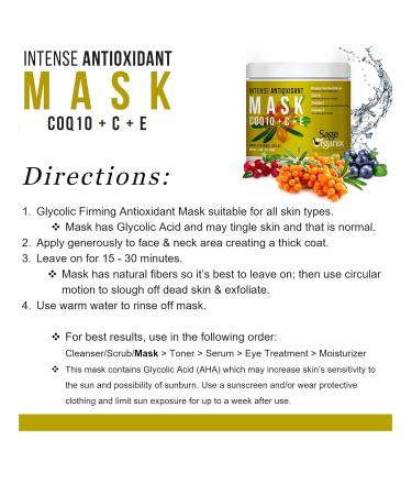 Exfoliating Glycolic Face Mask with Vitamin C & CoQ10 - Anti-Aging Pore Minimizing Deep Cleansing Treatment for Wrinkles & Acne - 11oz - Buy Online on GoSupps.com