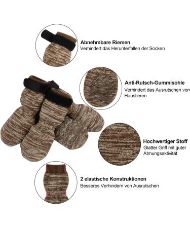 Petloft Anti-Slip Dog Socks - Slide-Resistant Indoor Socks for Small & Medium Dogs Adjustable Fastening Tape 4 Pieces (2XL Light Brown Paw) - Buy Online on GoSupps.com
