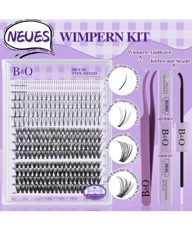 B & Q Eyelash Extensions Set | 30D + 40D DIY Spike Lash Kit - Bond & Seal & Tweezers Included | Multi-Style Mix (10-16 Mix) | Perfect for Professional or DIY Use - Buy Online on GoSupps.com