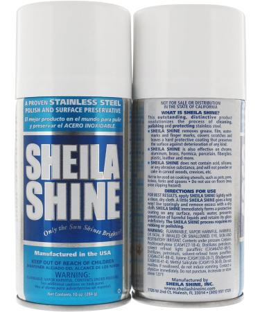 Sheila Shine Stainless Steel Polish & Cleaner with Microfiber Cloth - 2 x 10 Oz Aerosol Can | Fingerprints & Grease Protection | Residue-Free - Buy Online on GoSupps.com