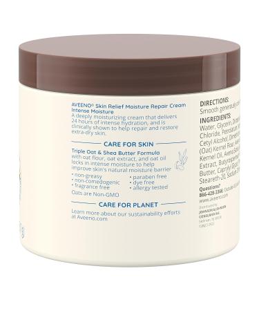 Aveeno Active Naturals Skin Relief Moisture Repair Cream Fragrance Free - 11 oz | Soothes & Hydrates Dry Skin - Buy Online on GoSupps.com