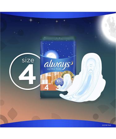ALWAYS Ultra Thin Size 4 Overnight Pads with Wings Unscented - 52 Count - Buy Online on GoSupps.com