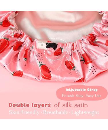 YANIBEST Satin Silk Baby Bonnet for Newborns - 0-6 Months | Sleeping Cap Hat for Baby Girls & Boys | Strawberrt & Hot Pink - Buy Online on GoSupps.com
