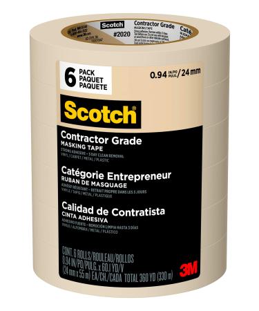 Scotch Contractor Grade Masking Tape  Tan  Tape for General Use  Multi-Surface Adhesive Tape  0.94 Inches x 60.1 Yards  6 Rolls 0.94 Width 6 rolls Tape - Buy Online on GoSupps.com