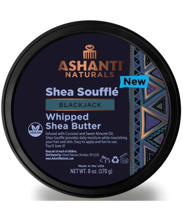Ashanti Naturals Scented Whipped Shea Butter | African Body Butter for Men w/Coconut and Almond Oil (Blackjack Souffle  8 oz)