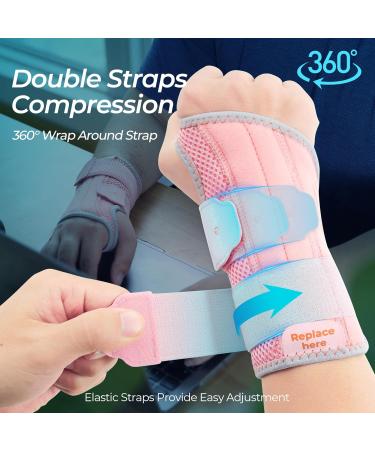 CureCare Adjustable Wrist Support with 2 Rails for Pain Relief | Carpal Tunnel & Tendinitis Bandage (L/XL Left Pink) - International Shipping Available - Buy Online on GoSupps.com