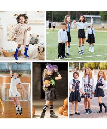 Komorebi Kids Toddler Soccer Knee High Tube Socks - Three Stripes Cotton Uniform Sports Stocking - Pure Purple - Buy Online on GoSupps.com