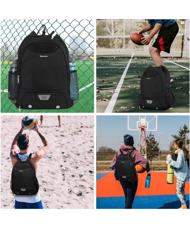 Soccer Basketball Drawstring Backpack with Shoe & Ball Compartments - Gym Bag Sackpack for Men Women | Black - Buy Online on GoSupps.com
