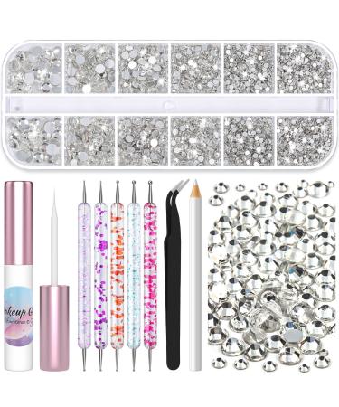 3600Pcs Face Gems Rhinestones with Makeup Glue for Rhinestone  Shynek Eye Gems Jewels Hair Rhinestone with Tweezers Dotting Tools for Face Nail Art Body Hair Eye Jewels Crafts Decoration B.clear - Buy Online on GoSupps.com