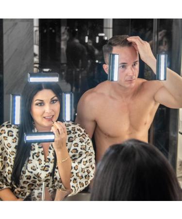 Leopara Duo Makeup Lighting System | Set of 2 Portable LED Vanity Lights | Wireless & Rechargeable | Bright Lighting for Any Mirror | Jet Black Travel Case - Buy Online on GoSupps.com