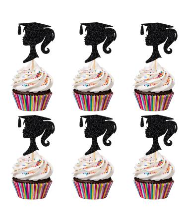 Black Girl Cupcake Toppers for 2022 Graduation Decorations